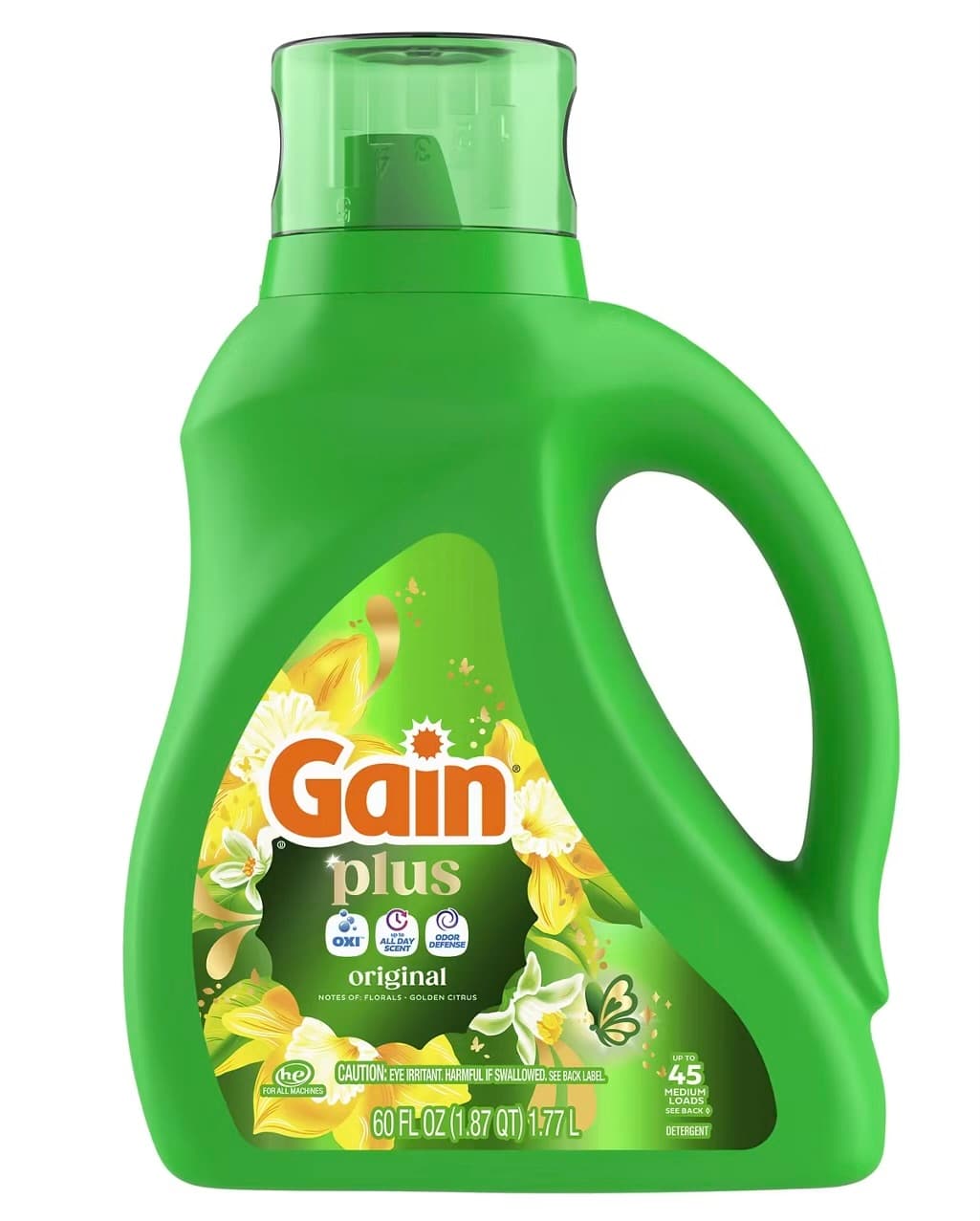 Detergente Líquido Gain Plus Original 1.77 L | Oxi + Aroma Duradero + Protección contra Olores