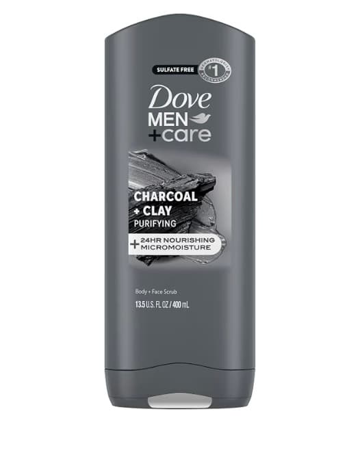 Dove Men+Care Charcoal + Clay Body & Face Scrub 400 mL | Exfoliante Purificante para Hombre
