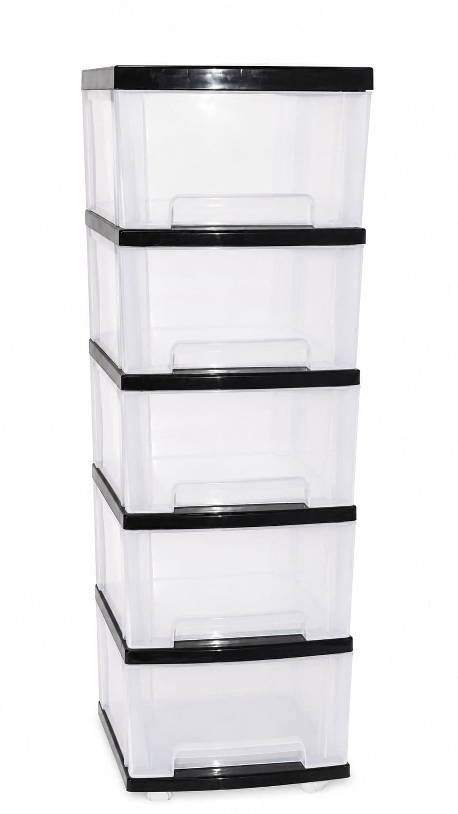 Caja Transparente con marco negro con ruedas